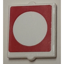 Glass for Window 1 x 2 x 2 Flat Front with White Circle on Red Background Pattern (Sticker) - Set 40429