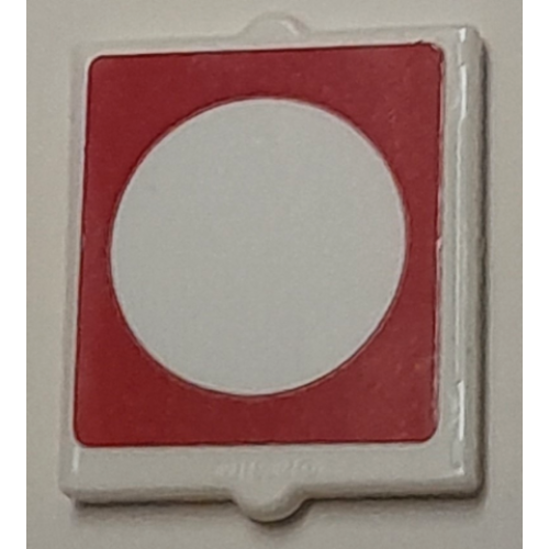 Деталь LEGO 60601pb044 Glass for Window 1 x 2 x 2 Flat Front with White Circle on Red Background Pattern (Sticker) - Set 40429