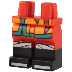 Hips and Legs with Molded Black Lower Legs / Boots and Printed Bright Light Orange Robe Ends with Dark Turquoise Trim, White Knee Wrappings and Shoe Tips Pattern Hips and Legs with Molded Black Lower Legs / Boots and Printed Bright Light Orange Robe Ends with Dark Turquoise Trim, White Knee Wrappings and Shoe Tips Pattern