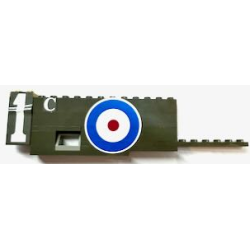 Stickered Assembly 20 x 1 x 4 1/3 with Number 1, Letter C and White, Blue and Red Circles (British Roundel) Pattern Model Left Side (Stickers) - Set 3451