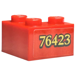 Brick 2 x 2 Corner with Gold '76423' with Black Outline Pattern Model Left Side (Sticker) - Set 76423 Brick 2 x 2 Corner with Gold '76423' with Black Outline Pattern Model Left Side (Sticker) - Set 76423