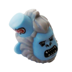 Minifigure, Head, Modified Monkey with Hat with Molded Light Bluish Gray Fur and Printed Bared Teeth Pattern