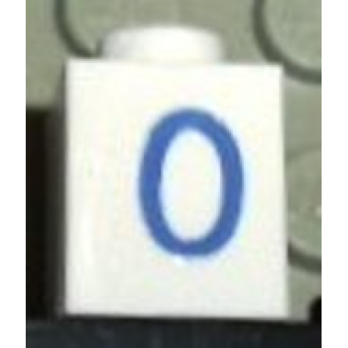 Деталь LEGO 3005pt0 Brick 1 x 1 with Blue Number 0 Pattern