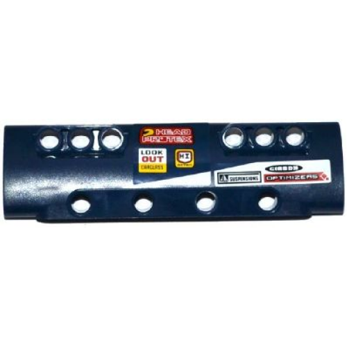Деталь LEGO 11954pb001R Technic, Panel Curved 11 x 3 with 10 Pin Holes through Panel Surface with White Stripe and Sponsor Logos Pattern Right (Stickers) - Set 42033