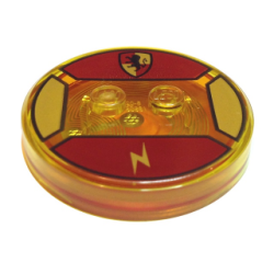 Dimensions Toy Tag 4 x 4 x 2/3 with 2 Studs and Trans-Orange Bottom with Hogwarts Gryffindor Crest and Gold Lightning Bolt on Dark Red Background Pattern (Harry Potter) Dimensions Toy Tag 4 x 4 x 2/3 with 2 Studs and Trans-Orange Bottom with Hogwarts Gryffindor Crest and Gold Lightning Bolt on Dark Red Background Pattern (Harry Potter)