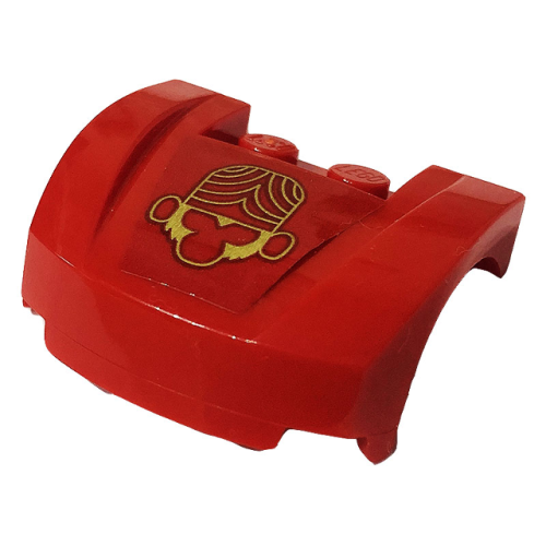 Деталь LEGO 98835pb022 Vehicle, Mudguard 3 x 4 x 1 2/3 Curved Front with Pearl Gold Mojo Jojo Pattern (Sticker) - Set 41288