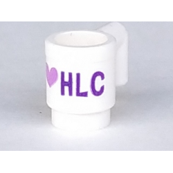 Minifigure, Utensil Cup with Dark Purple and Medium Lavender 'I' Heart 'HLC' Pattern
