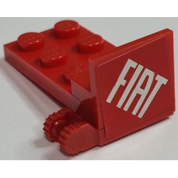 Stickered Assembly 4 x 2 x 1 2/3 With White 'FIAT' on Red Background Pattern Model Left Side (Sticker) - Set 8157 - 1 Plate 2 x 4, 1 Panel 1 x 2, 1 Hinge Plate 1 x 2 Locking with 2 Fingers on End