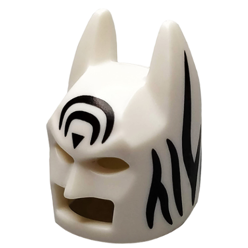 Деталь LEGO 10113pb05 Minifigure, Headgear Mask Batman Cowl (Angular Ears, Pronounced Brow) with Black Zebra Stripes Pattern