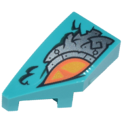 Wedge 2 x 1 x 2/3 Left with Orange and Bright Light Orange Eye and Silver Armor Plates Pattern