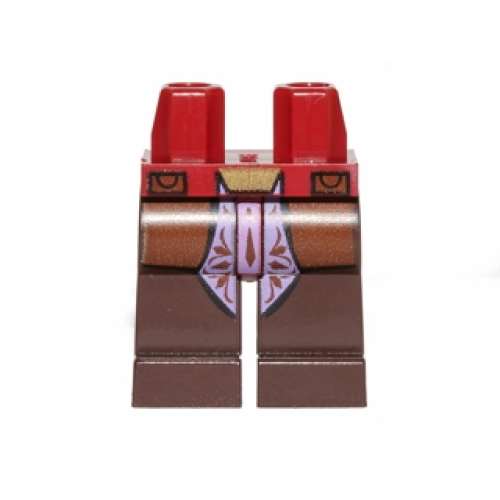 Деталь LEGO 970c120pb02 Hips and Dark Brown Legs with Reddish Brown Tunic and Lavender Sash Pattern