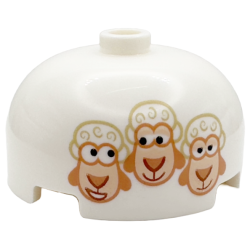 Brick, Round 3 x 3 x 1 1/3 Dome Top - Open Stud with 3 Sheep Pattern (Toy Story Billy, Goat, and Gruff)