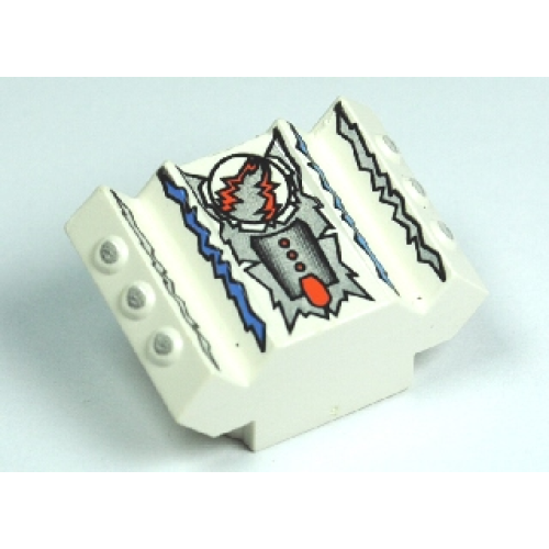 Деталь LEGO 30601pb01 Brick, Modified 2 x 2 No Studs, Sloped with Angled Side Block Extensions with Freeze Pattern