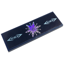 Tile 2 x 6 with Metallic Light Blue Snowflake and Arrows on Dark Blue Background Pattern (Sticker) - Set 43197
