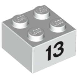 Brick 2 x 2 with Black Number 13 Pattern Brick 2 x 2 with Black Number 13 Pattern