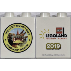 Duplo, Brick 1 x 2 x 2 with The LEGO Movie Days LEGOLAND Florida Resort 2019, Unikitty Minifigure Pattern Duplo, Brick 1 x 2 x 2 with The LEGO Movie Days LEGOLAND Florida Resort 2019, Unikitty Minifigure Pattern