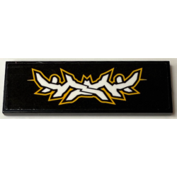 Tile 2 x 6 with White Jagged Crossed Horns with Bright Light Orange Outline Pattern (Sticker) - Set 60389