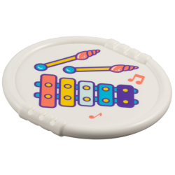 Duplo Utensil Disk with Coral, Bright Light Orange, Bright Light Blue, Dark Azure, Dark Purple Xylophone, Shell Mallets and Music Notes Pattern