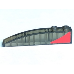 Slope, Curved 6 x 1 with 2 Studs with Red Triangle Pattern Model Left Side (Sticker) - Set 8156 Slope, Curved 6 x 1 with 2 Studs with Red Triangle Pattern Model Left Side (Sticker) - Set 8156