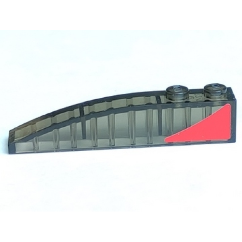 Деталь LEGO 42022pb44L Slope, Curved 6 x 1 with 2 Studs with Red Triangle Pattern Model Left Side (Sticker) - Set 8156