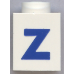Brick 1 x 1 with Blue Capital Letter Z Pattern (Bold Font) Brick 1 x 1 with Blue Capital Letter Z Pattern (Bold Font)