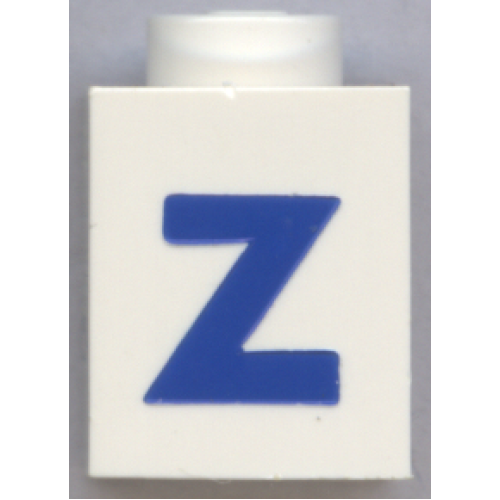 Деталь LEGO 3005ptZb Brick 1 x 1 with Blue Capital Letter Z Pattern (Bold Font)