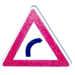 Road Sign 2 x 2 Triangle with Clip with Red Border and Black Curve Ahead Pattern