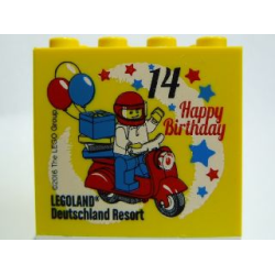 Brick 2 x 4 x 3 with Happy Birthday 14 Jahre Legoland Deutschland Resort Pattern