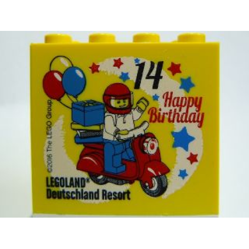 Деталь LEGO 30144pb187 Brick 2 x 4 x 3 with Happy Birthday 14 Jahre Legoland Deutschland Resort Pattern