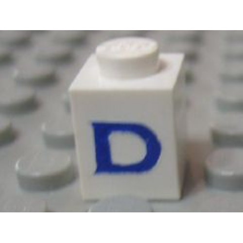 Деталь LEGO 3005ptDs Brick 1 x 1 with Blue Capital Letter D Pattern (Serif Font)