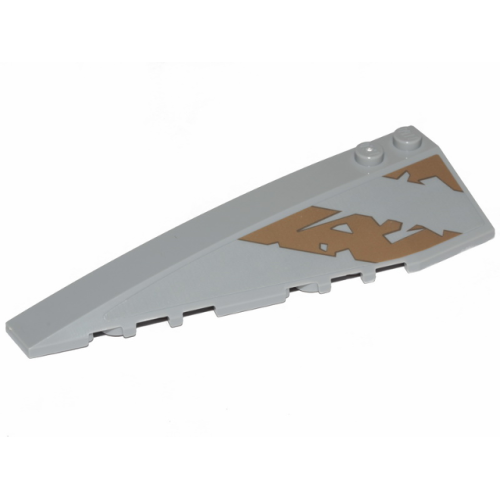 Деталь LEGO 50955pb045 Wedge 10 x 3 Left with Dark Tan Tattered Stripe and Triangle Pattern (Sticker) - Set 75292