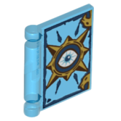 Minifigure, Utensil Book Cover with Gold Circle with Spikes, White Eye, Dark Blue Highlights Pattern (Nexo Knights Book of Fear)