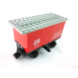 Train Battery Box Car with Three Contact Holes, Black Switch Lever, Black Magnets, Black Wheels, and Light Gray Roof with 'DB 7722' Pattern on Both Sides (Stickers) - Set 7722