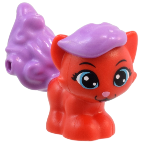 Деталь LEGO 24883pb01 Cat, Whisker Haven Tales, Ariel's Kitten with Molded Medium Lavender Hair and Bushy Tail and Printed Medium Azure Eyes and Bright Pink Nose Pattern (Treasure)