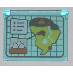 Glass for Window 1 x 4 x 3 - Opening with Jurassic World Island Map Pattern