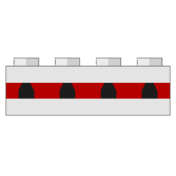 Brick 2 x 4 with Plane Windows 4 in Thin Red Stripe Pattern