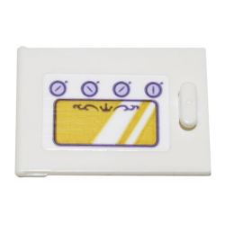 Container, Cupboard 2 x 3 x 2 Door with Gold Oven Window with White Reflections, and 4 Dark Purple and Lavender Circles Pattern (Sticker) - Set 43205