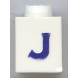 Brick 1 x 1 with Blue Capital Letter J Pattern (Serif Font)