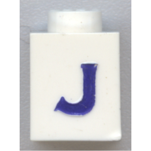 Деталь LEGO 3005ptJs Brick 1 x 1 with Blue Capital Letter J Pattern (Serif Font)