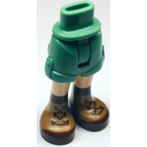 Деталь LEGO 1826cc00pb003 Mini Doll Hips and Shorts Folded Hem with Molded Light Nougat Legs and Printed Nougat and Reddish Brown Boots with Laces Pattern - Thin Hinge