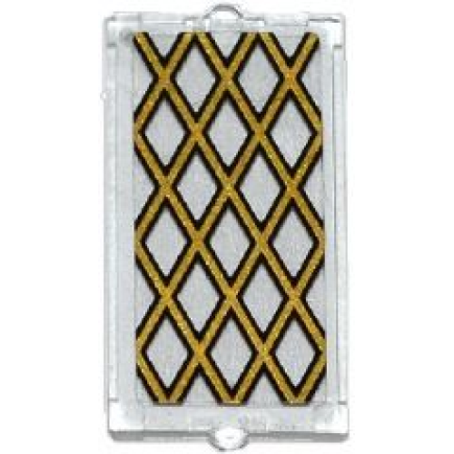 Деталь LEGO 60602pb04 Glass for Window 1 x 2 x 3 with Gold Lattice Pattern (Sticker) - Set 70413