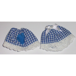 Belville, Clothes Skirt Long with Blue and White Check Pattern & Lace Trim, Bow on Back