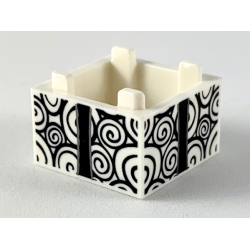 Container, Box 2 x 2 x 1 - Top Opening with Flat Inner Bottom with Black Spirals and Gift Wrap Ribbon Pattern Container, Box 2 x 2 x 1 - Top Opening with Flat Inner Bottom with Black Spirals and Gift Wrap Ribbon Pattern