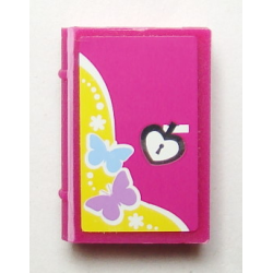 Minifigure, Utensil Book 2 x 3 with Butterflies and Heart Lock Pattern (Sticker) - Set 3315