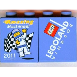 Duplo, Brick 1 x 2 x 2 with Amazing Machines 2011 LEGOLAND Windsor Pattern Duplo, Brick 1 x 2 x 2 with Amazing Machines 2011 LEGOLAND Windsor Pattern