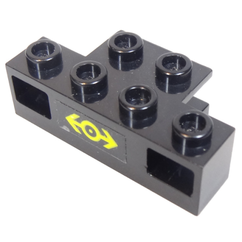 Деталь LEGO 2928pb01 Electric, Train Light Prism 1 x 4 Holder with Train Logo Yellow Small Pattern (Sticker) - Set 4564