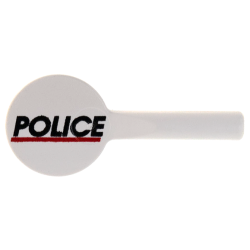 Minifigure, Utensil Signal Paddle with Black 'POLICE' and Red Line Pattern