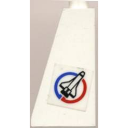 Slope 75 2 x 1 x 3 - Open Stud with Shuttle on Blue and Red Circle Pattern Model Right Side (Sticker) - Set 6614 Slope 75 2 x 1 x 3 - Open Stud with Shuttle on Blue and Red Circle Pattern Model Right Side (Sticker) - Set 6614