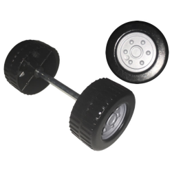 Duplo Wheel with Tread (30mm diameter) Double Assembly with Metal Axle (40mm) and Light Bluish Gray Classic Hub Pattern Duplo Wheel with Tread (30mm diameter) Double Assembly with Metal Axle (40mm) and Light Bluish Gray Classic Hub Pattern