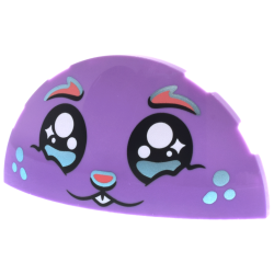 Brick, Round 3 x 6 x 1 Dome Half with Black Eyes with Highlights, Coral Eyebrows and Nose, Metallic Light Blue Spots on Cheeks, White Buck Teeth Pattern (Dreamzzz Bunchorro Face)